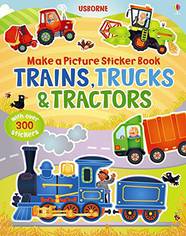 Книга з наклейками Trains, Truck & Tractors