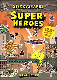 Книга с наклейками Stickyscapes Superheroes